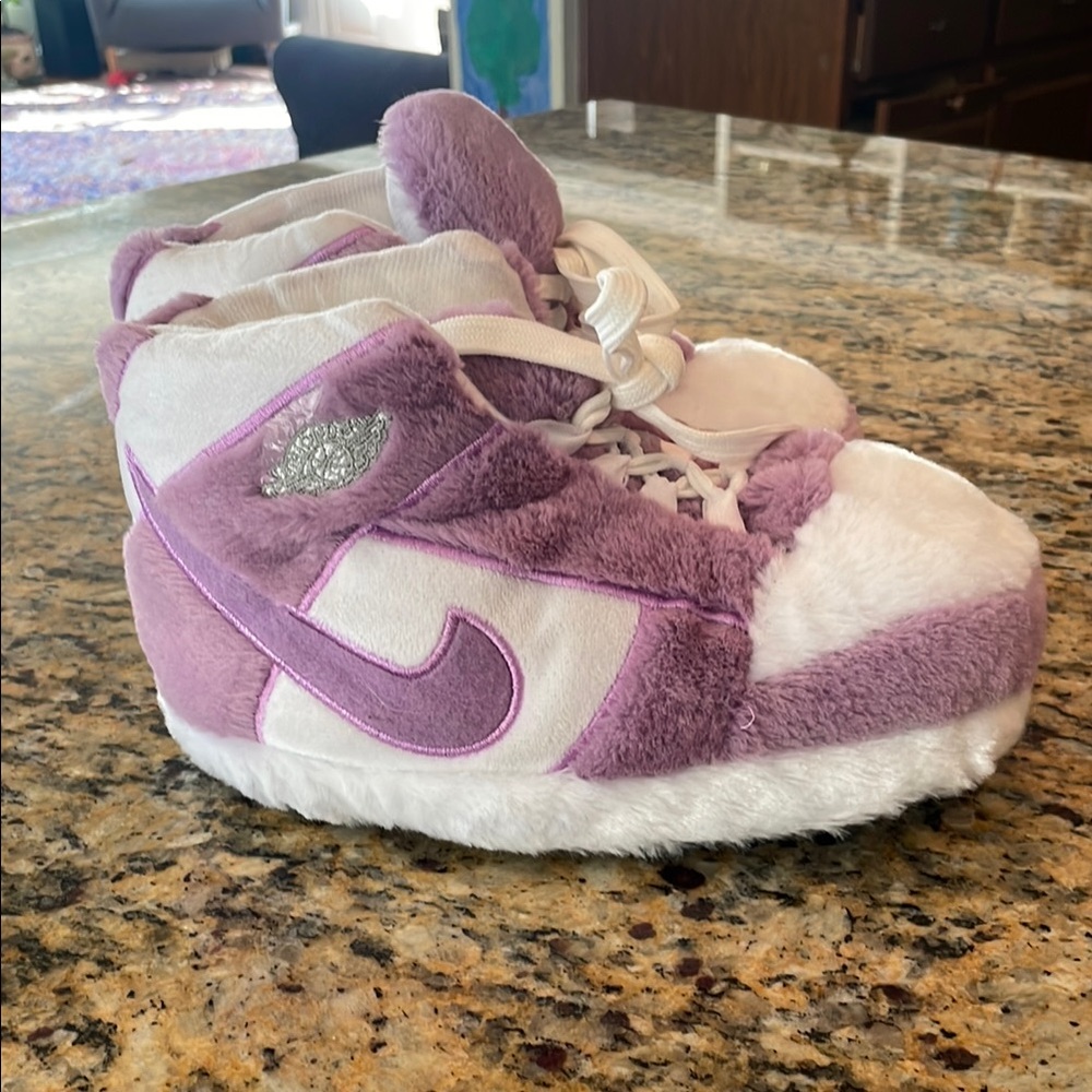 Kids Nike Air Jordan Fluffy Purple and White Sneakers